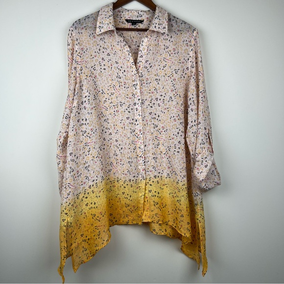 Zac & Rachel Ombré Asymmetrical Hem Button Women Size XL Coverup light 0212 - Picture 1 of 10